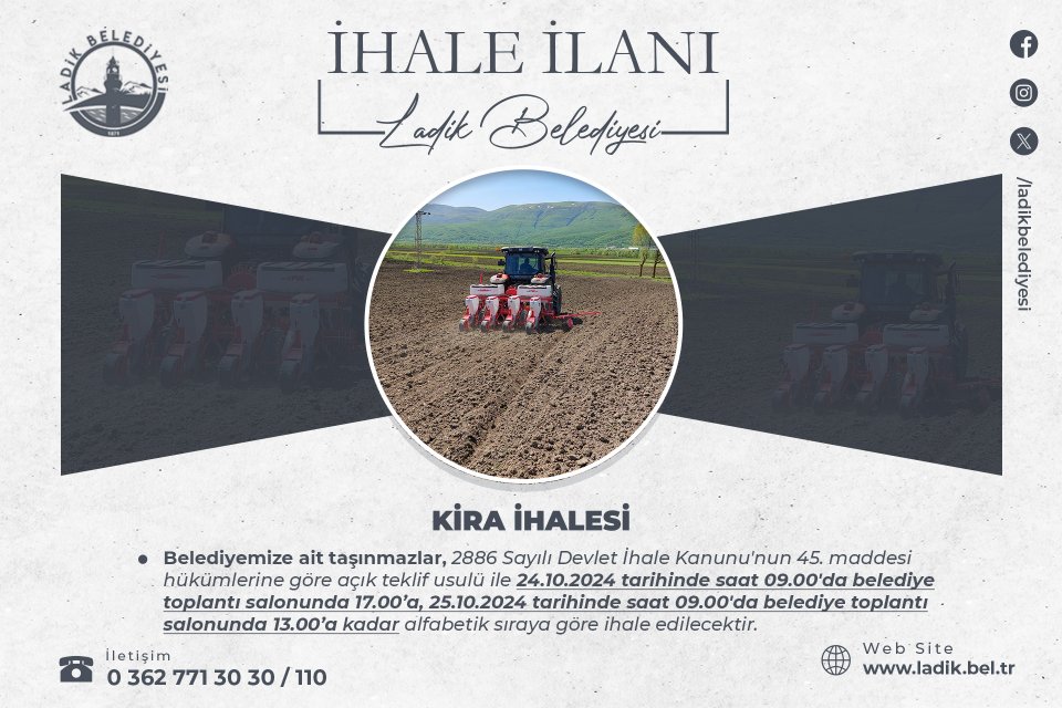 Ladik Belediyesi Kira İhalesi