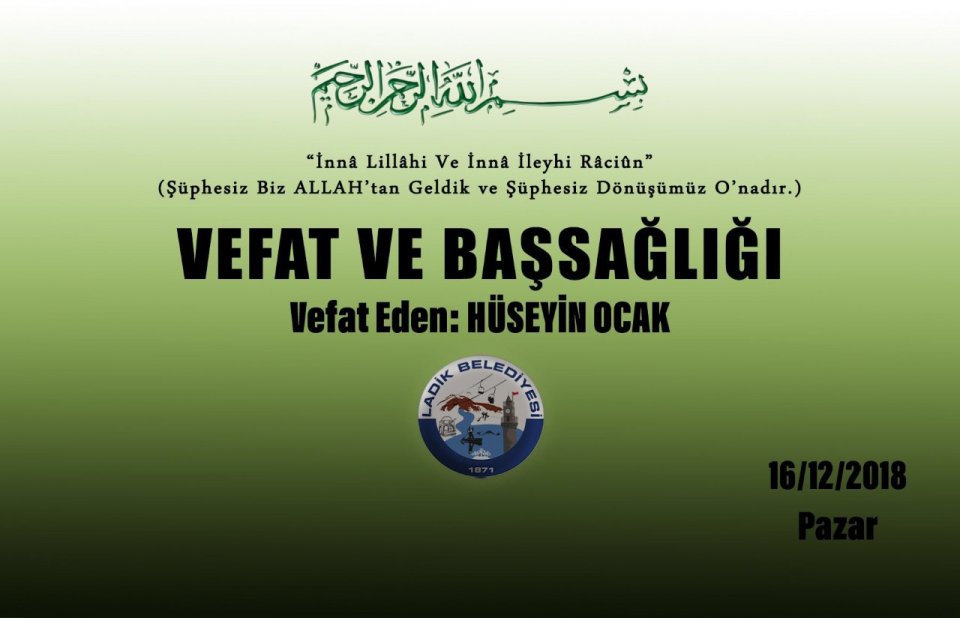 Vefat Eden: Hüseyin OCAK